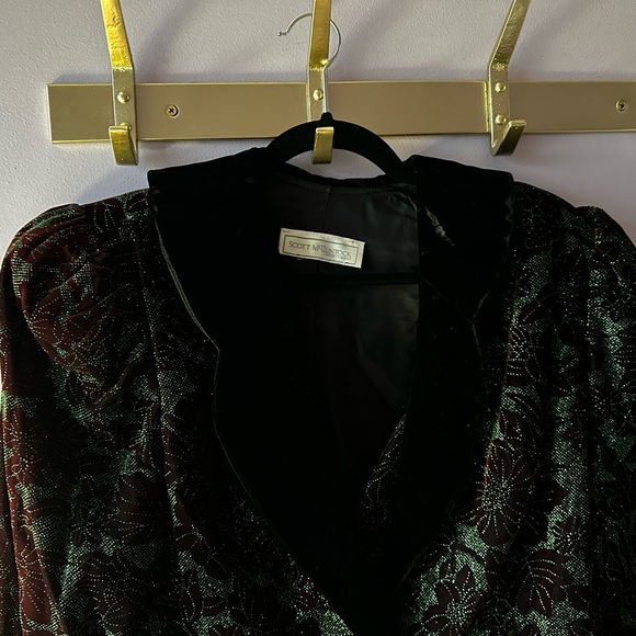 Vintage Scott McClintock Green Sparkle Jacket w/Velvet Collar Size M - Picture 2 of 12